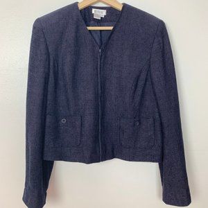 Due Per Due Cropped V-Neck Corduroy Zip Up Jacket